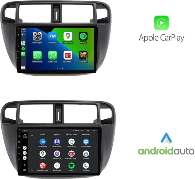 CarPlay autoradio geschikt voor Honda Civic | 1996 t/m 2000 | Android 13 | 9 inch | Draadloos Apple CarPlay & Android Auto | 2GB + 32GB | 8-Core processor | Davilon | 2025 model | 1996 1997 1998 1999 2000 | Bluetooth & Wifi