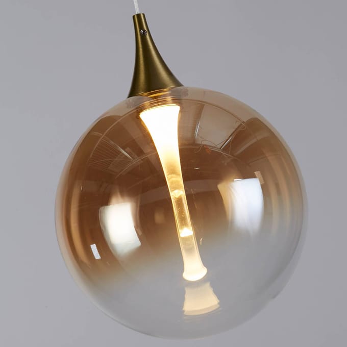 Searchlight LED hanglamp Alchemy, 3-lamps, zwart, amber, glas