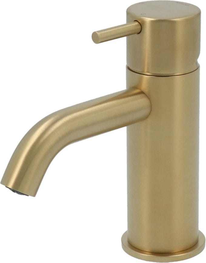 Hotbath Cobber - Wastafelmengkraan - zonder Waste - Laag - Geborsteld Messing PVD - Opbouw - Messing - V02