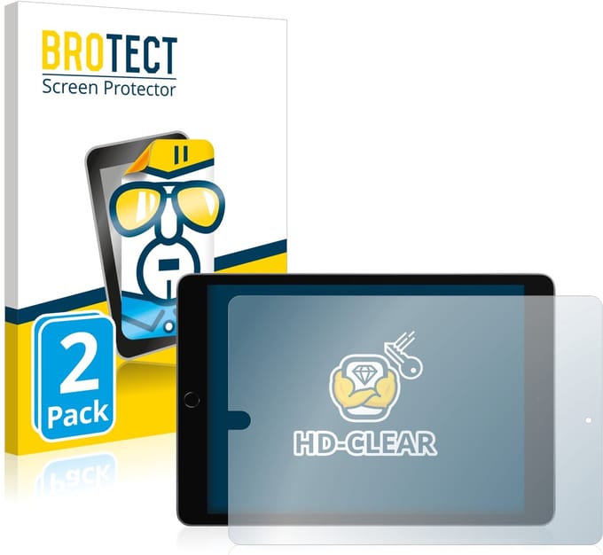 BROTECT - Screenprotector voor Apple iPad 10.2" 2021 (Landschapsmodus, 9. Gen.) - Folie Beschermfolie transparant 2 Stuks
