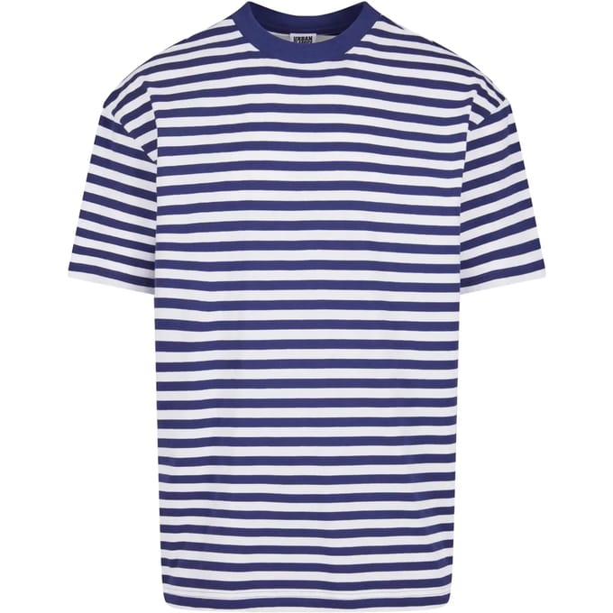Urban Classics - Regular Stripe Heren T-shirt - XL - Wit/Blauw