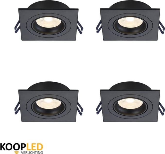 Luxe GU10 plafondarmatuur - dimbaar - 4 stuks - zwart - 3000K warm licht - kantelbaar
