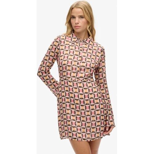 Superdry Minihemdjurk met Print Roze Grootte: 36