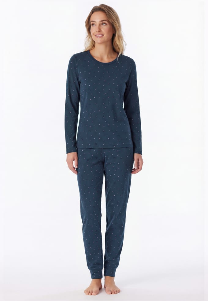 Lange pyjama met manchetten en stippen, violet - Casual Essentials 48