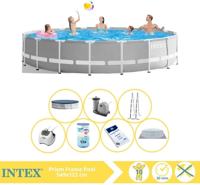 Intex Prism Frame Zwembad - Opzetzwembad - 549x122 cm - Inclusief Filter, Zoutsysteem en Zout