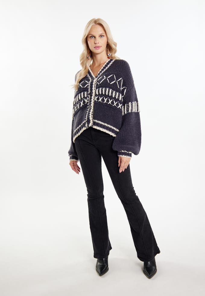 IZIA Vest Dames Antraciet crème
