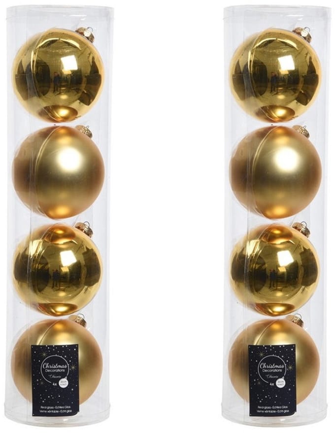 Decoris kerstballen - 8x st - goud - D10 cm - glas - kerstversiering
