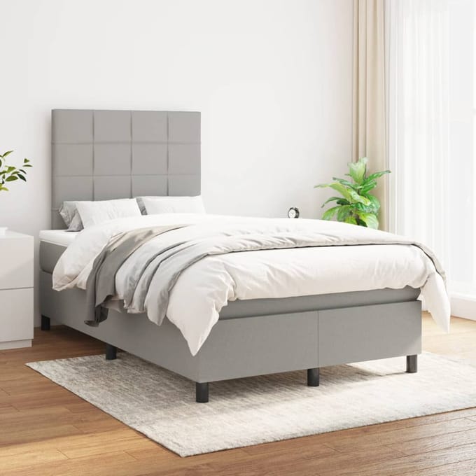 vidaXL - Boxspring - met - matras - stof - lichtgrijs - 120x200 - cm