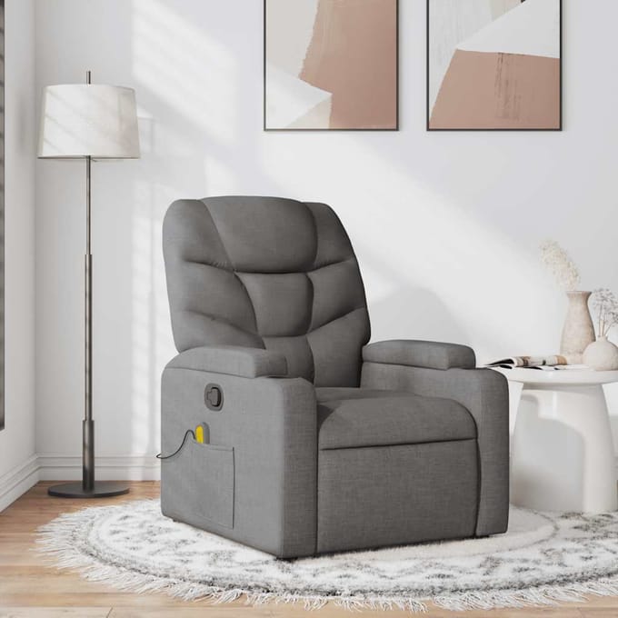 Vidaxl Klapbare Massagestoel, Donkergrijs, Bekleed met Stof