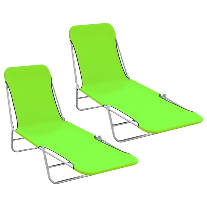 vidaXL - Ligbedden - inklapbaar - 2 - st - staal - en - stof - groen