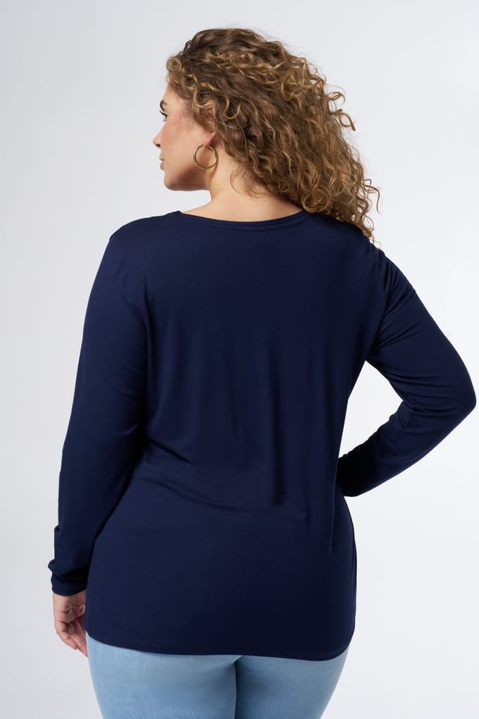 MS Mode Top Top met lange mouwen en v-hals