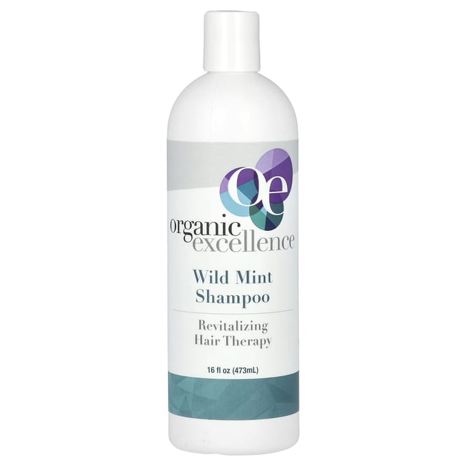 Organic Excellence, Shampoo, Revitalizing Hair Therapy, Wild Mint, 16 fl oz (473 ml) white