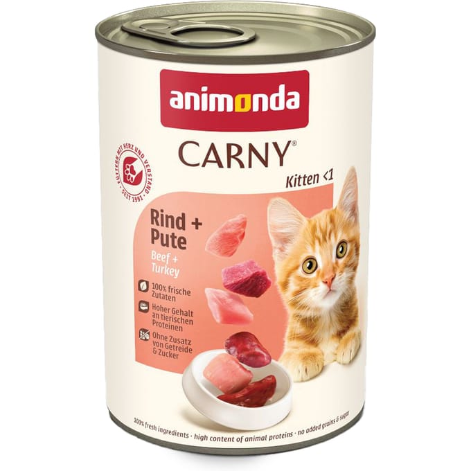 12 x 400 g Rund & Kalkoen Kitten animonda Carny kattenvoer