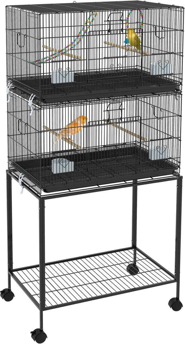 PawHut Vogelkooi - Staal - 77x46x164cm - Zwart
