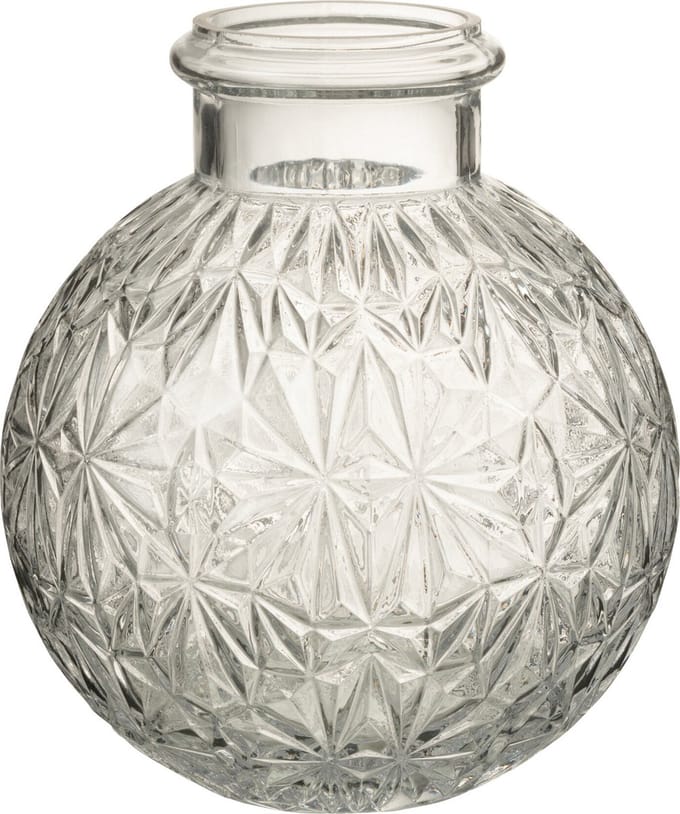 J-Line vaas Bol Geslepen - glas - transparant - small - Ø 18 cm