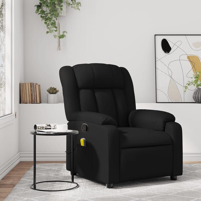 vidaXL - Massagestoel - van - zwart - kunstleer