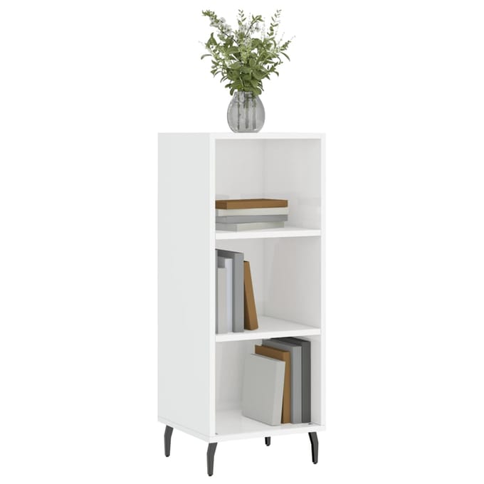 vidaXL - Dressoir - 34,5x32,5x90 - cm - bewerkt - hout - hoogglans - wit