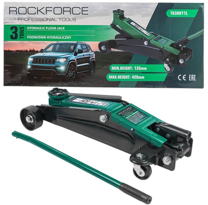 Rockforce RF-T830011L - Hydraulische Krik - 3T - Staalconstructie - 135-420 mm