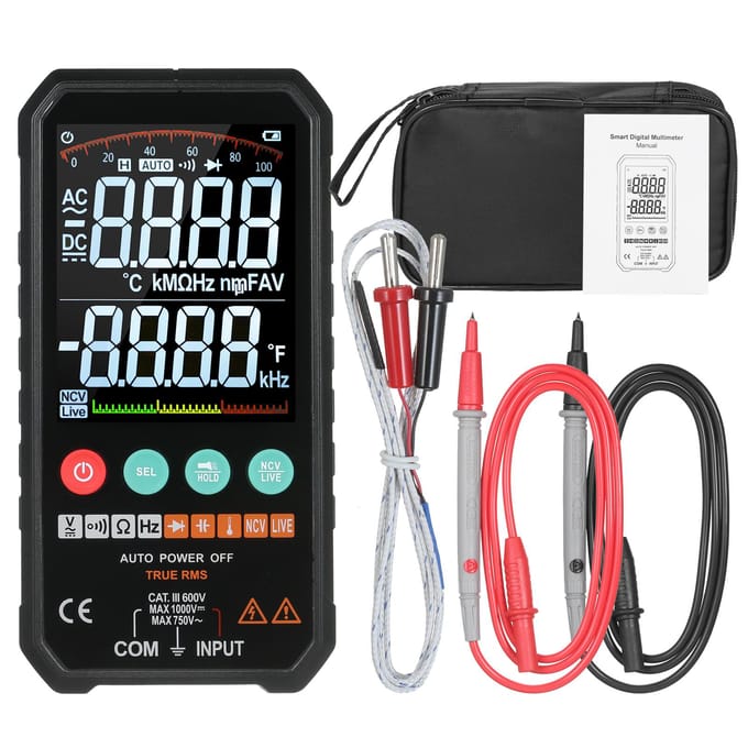 Superslanke 3,3-inch LCD digitale multimeter in palmformaat, 6000 tellingen True RMS universele meter, hoge FY107C