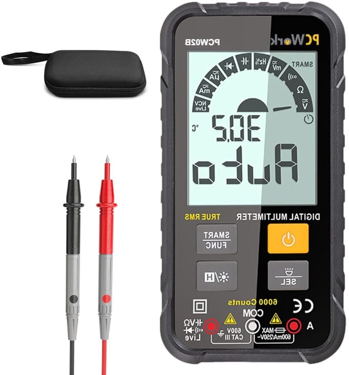 Digitale Multimeter - Spanningstester Stroommeter - Elektrische Metingen - True RMS Automatische Range - 6000 Counts - Zwart Geel