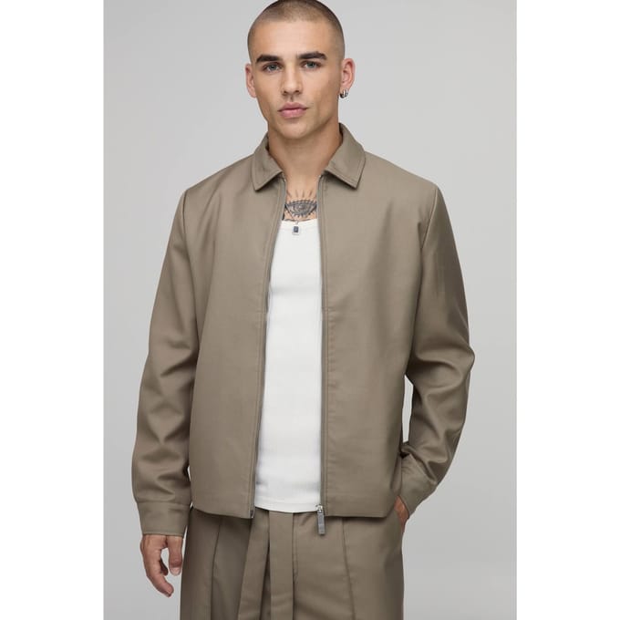 Op Maat Gemaakte Boxy Co-ord Harrington Jas | Taupe | Size Medium