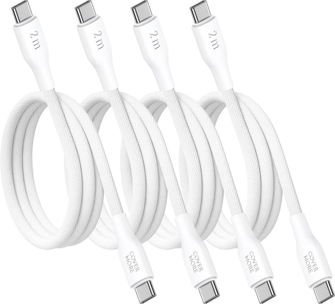 Usb C kabel geschikt voor Samsung - 2 meter - 4 stuks - Laadkabel - Oplaadkabel - Wit