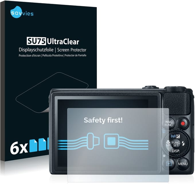 Savvies - Screenprotector voor Canon PowerShot S120 - Folie Beschermfolie transparant 6 Stuks