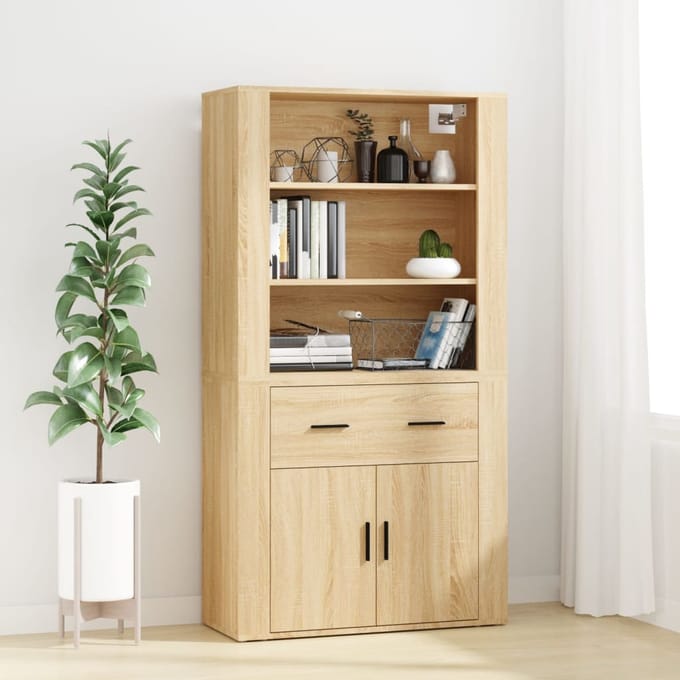 vidaXL - Hoge - kast - bewerkt - hout - sonoma - eikenkleurig