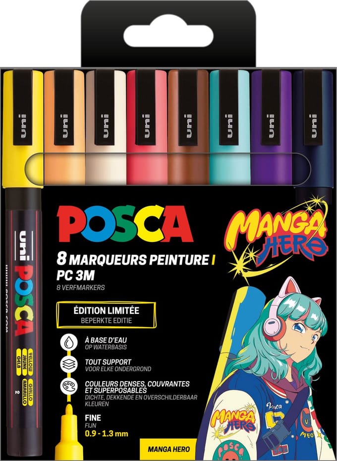 Uni Posca Markers PC3M Set 8 Stuk Manga Hero