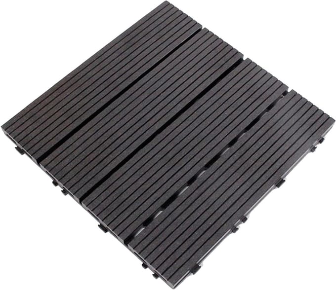 Houten Tuintegels - Terrastegels Buiten - Tuin Aankleden - Insteeksysteem - 40 stuks - Zwart
