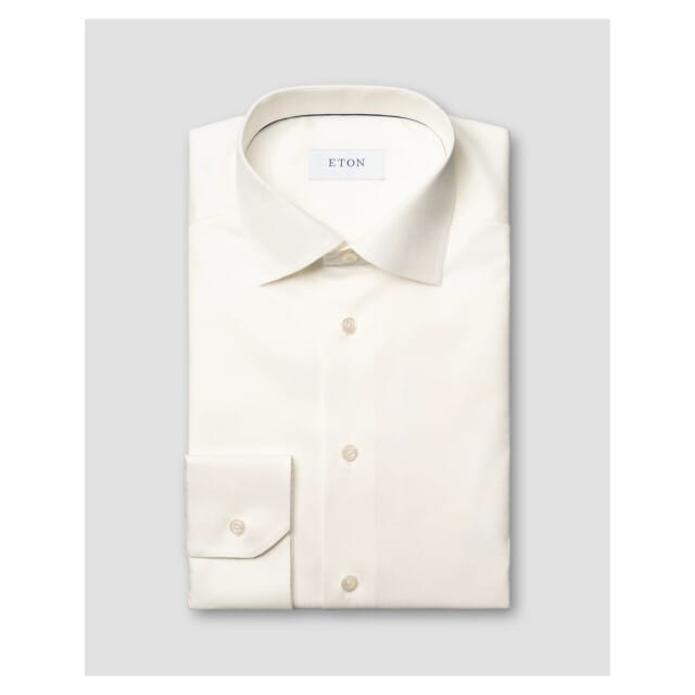 Eton Solid Signature Twill Shirt Lange Mouw Overhemden Ecru 100012342
