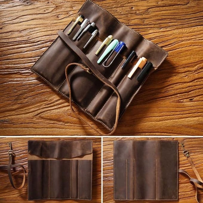 Dailygoods- Pennenzak Grote Capaciteit - Lederen Roll Organizer