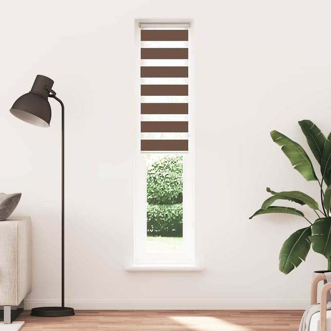 vidaXL - Zebra - rolgordijn - 50x200 - cm - stofbreedte - 45,9cm - polyester - bruin
