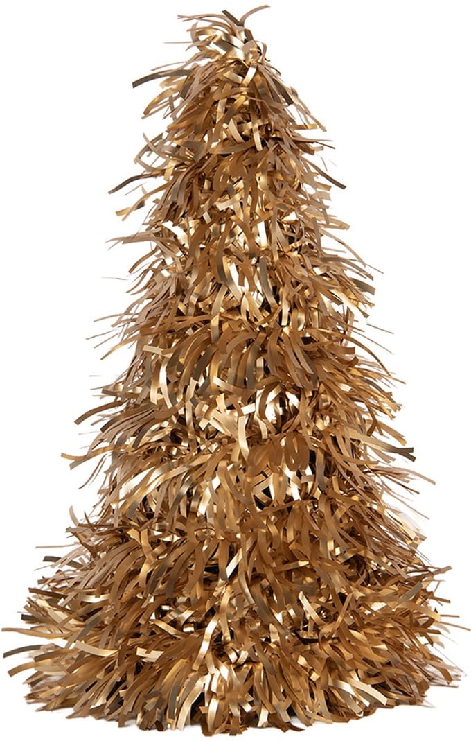 Clayre & Eef Kerstdecoratie Kerstboom Ø 12x27 cm Goudkleurig Kunststof