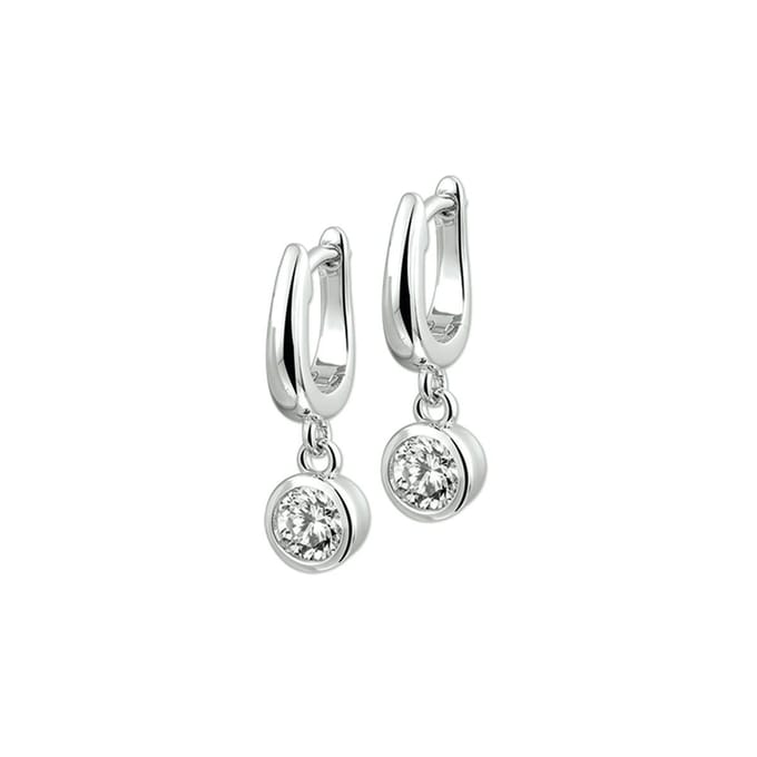 Zilver Gerhodineerde Klapoorringen zirkonia 1322207