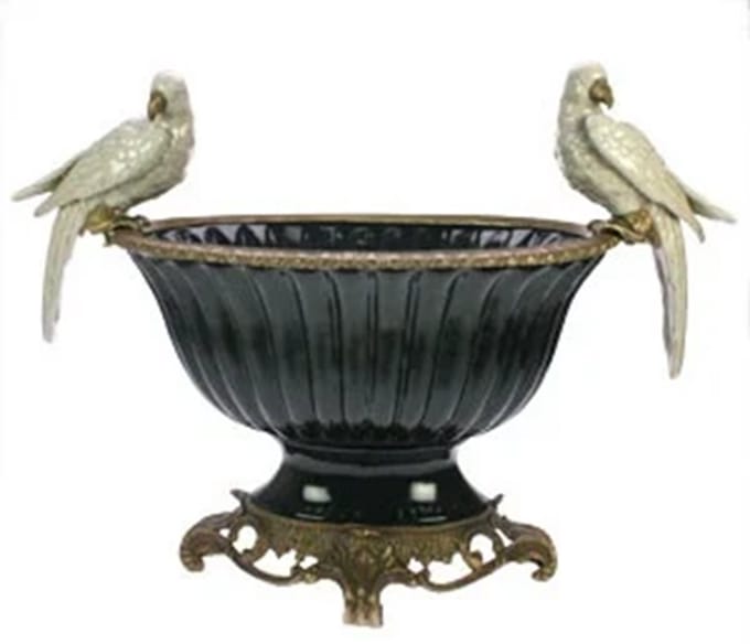 Schaal/Bak Papegaaien Zwart-Wit 38cm