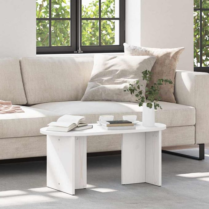 vidaXL - Salontafel - Wit - 80 - x - 39,5 - x - 35 - cm - Massief - grenenhout