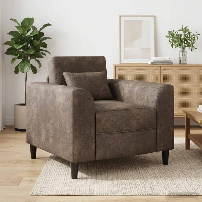 vidaXL - Fauteuil - Donkergrijs - Kunst - Suède - Leer
