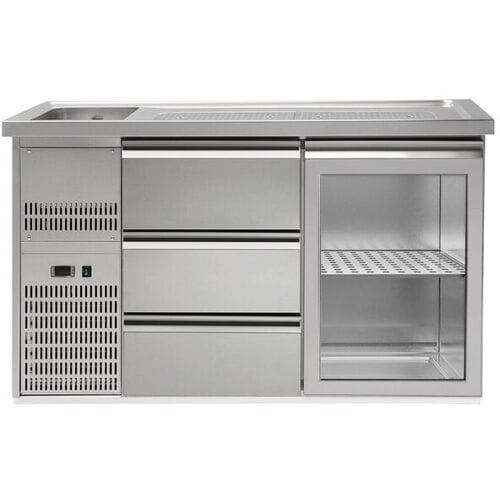 GGM Gastro Biertheke Premium PLUS - 1550x700mm - 1 Glastür & 3 Schubladen