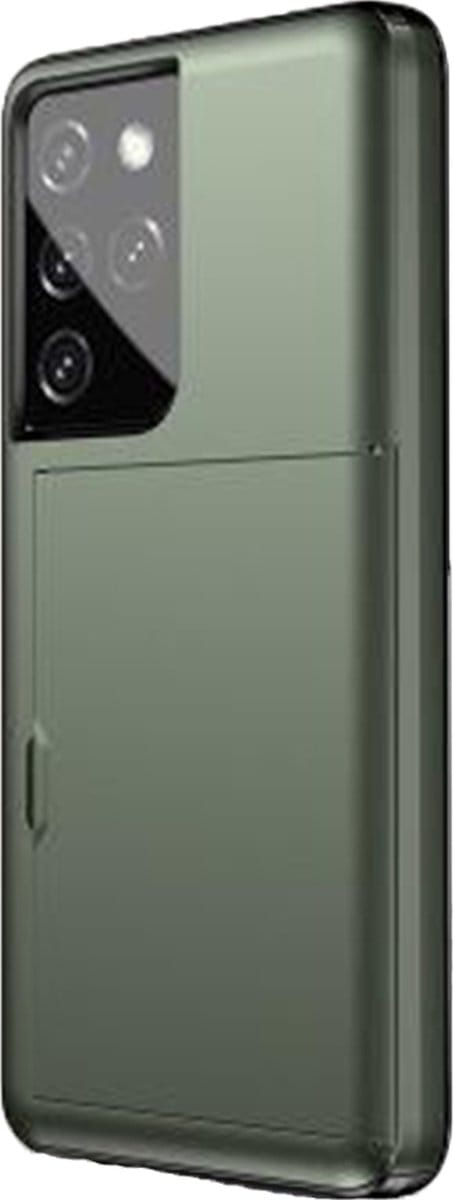 Hoesje geschikt voor iPhone 15 - Backcover - Hardcase - Pasjeshouder - Portemonnee - Shockproof - TPU - Groen