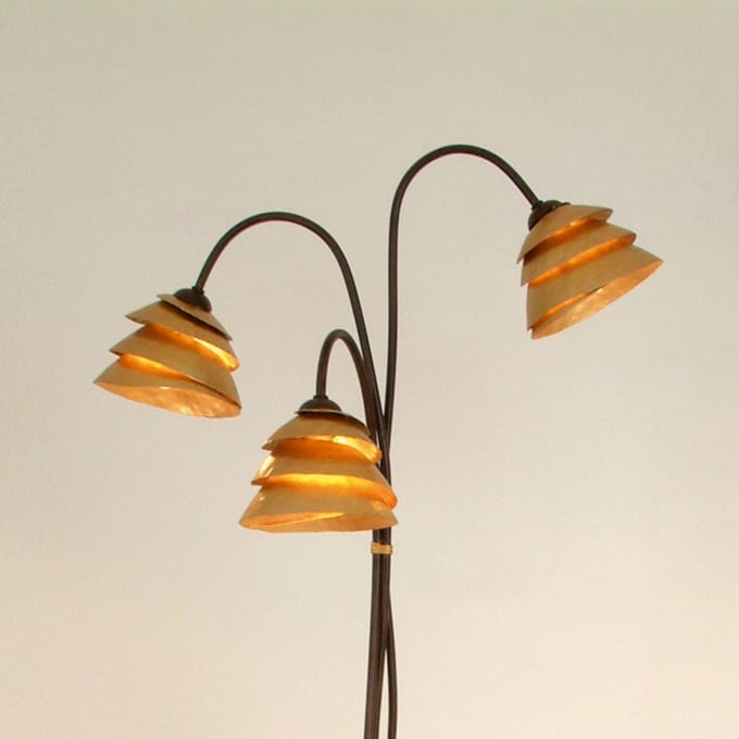 Holländer Indrukwekkende vloerlamp SNAIL 3-lichts bruin-goud
