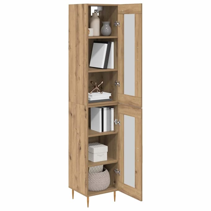 vidaXL - Highboard - 2 - st - Artisan - Eiken - 34,5 - x - 34 - x - 180 - cm - Bewerkt - hout