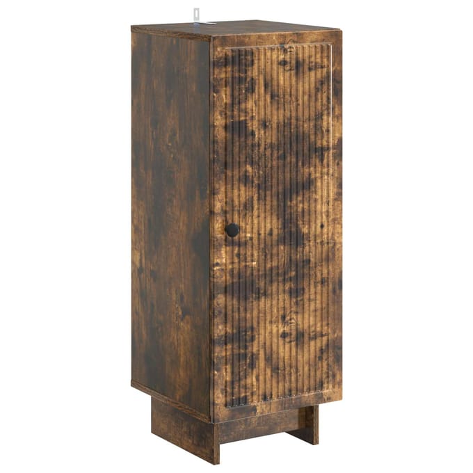 vidaXL - Dressoir - Gerookt - eiken - 33 - x - 34,5 - x - 90 - cm - Bewerkt - hout