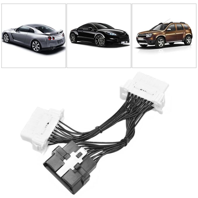 OBD2 Splitter Verlengkabel 16-pins Auto Verlengkabel Adapter zwart