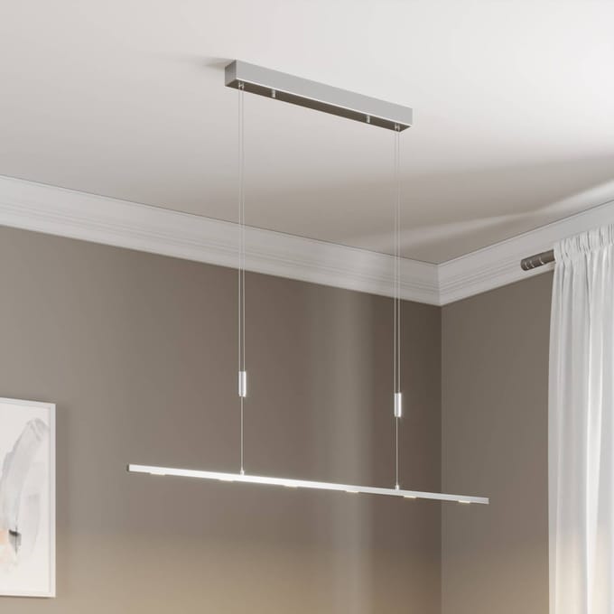 Lucande LED hanglamp Arnik, 120 cm, nikkelkleurig, dimbaar