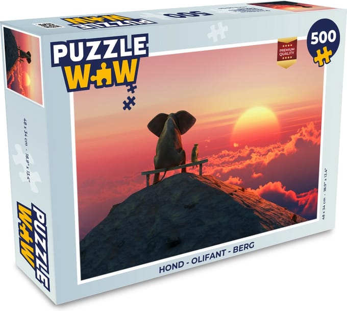 Puzzel Hond - Olifant - Berg - Legpuzzel - Puzzel 500 stukjes