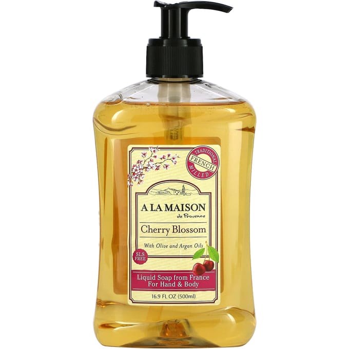 A La Maison de Provence, Hand & Body Liquid Soap, Cherry Blossom, 500 ml (16.9 fl oz) beige