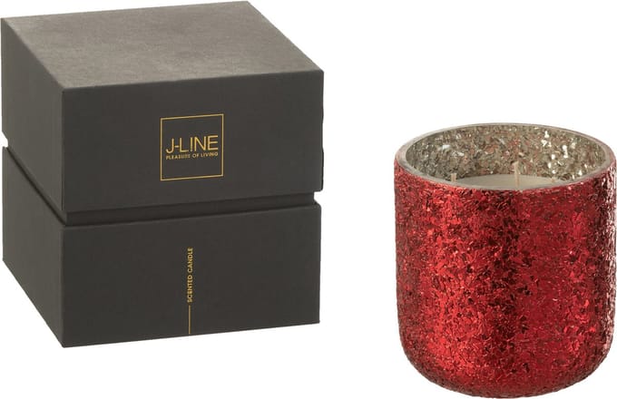 J-Line geurkaars Luxuria - Berry Bliss - glas - rood - medium - 60U