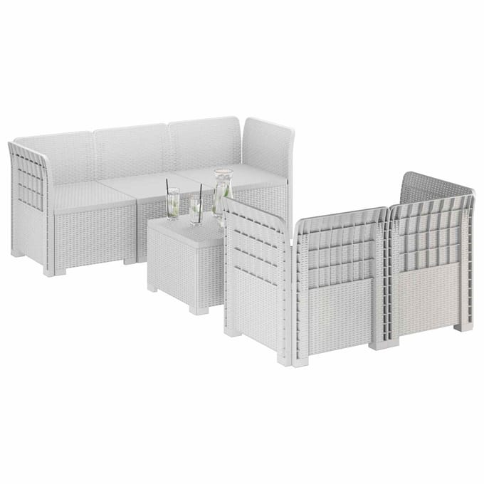 vidaXL - 5-Zits - Tuinbank - Rattanlook - PP - Wit