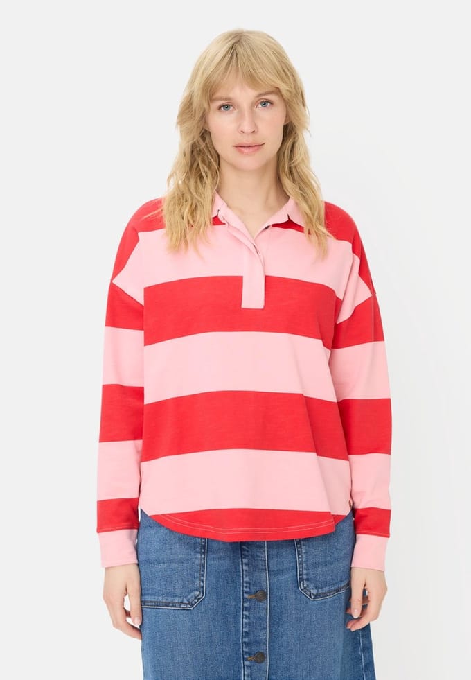 camel active Sweatshirt met knoopsluiting - Maat womenswear-M - Roze